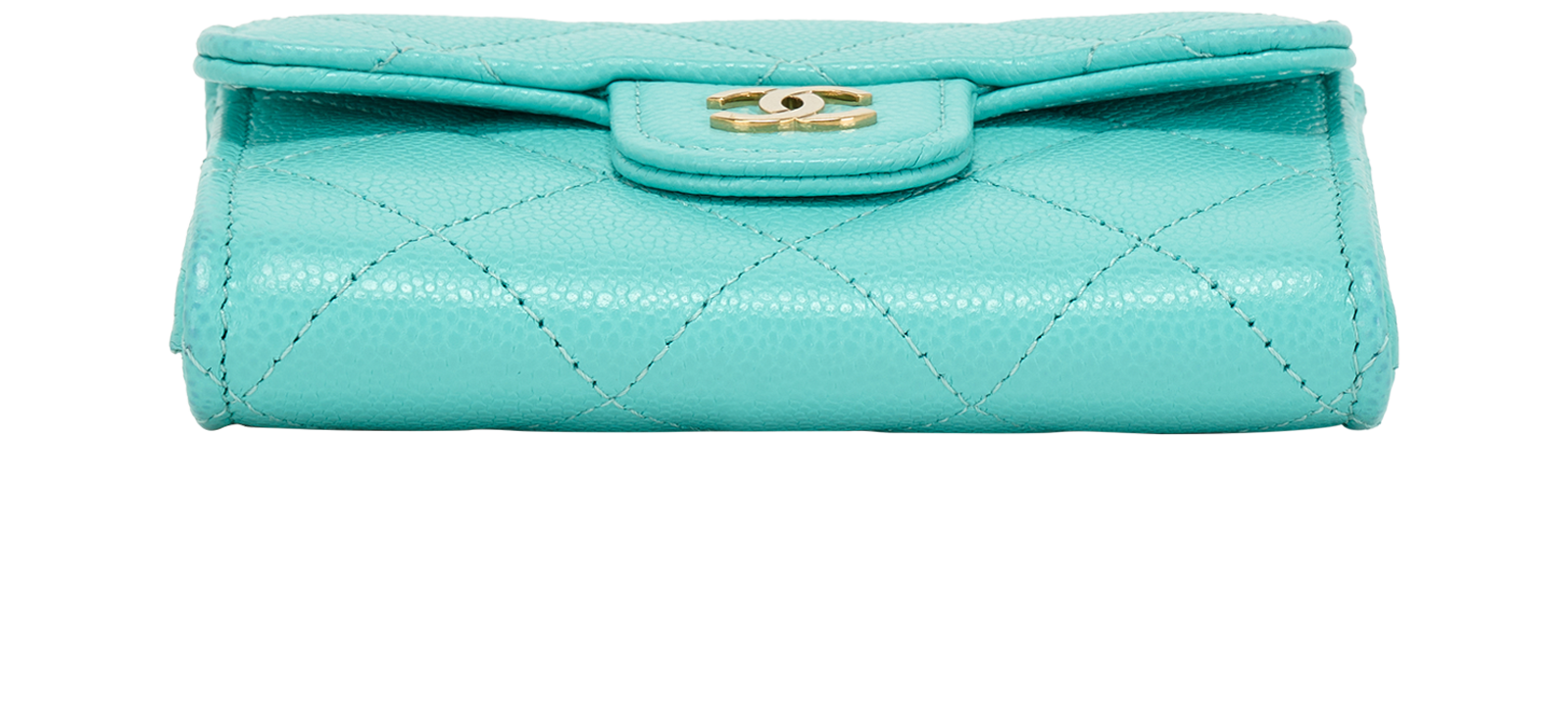 Chanel Classic Flap Cardholder, &pound;495, Accessories, Blue, Caviar Leather, Top view